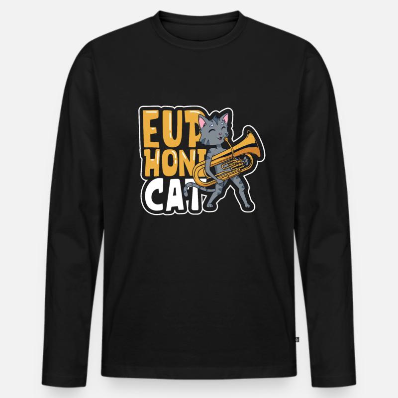 Euphonicate - chat avec euphonium - T-shirt manches longues Premium bio Homme - noir