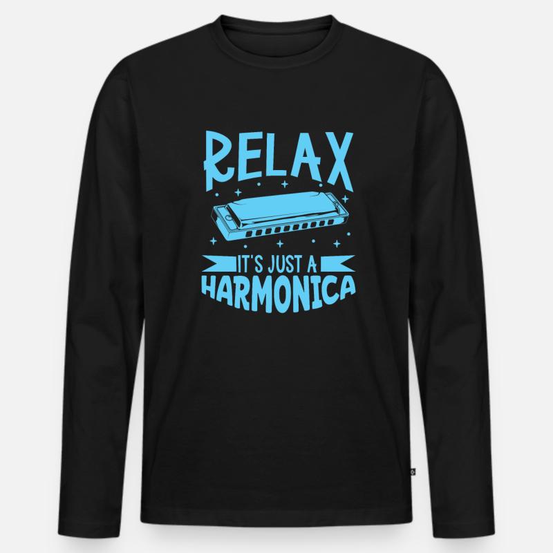 It's just a harmonica - Men's Premium Organic Long Sleeve Shirt - black