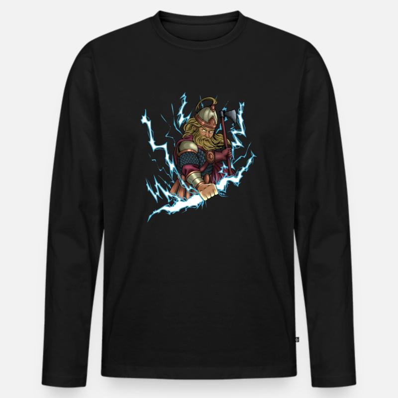 Slawischer Gott Perun - Männer Premium Bio Langarmshirt - Schwarz