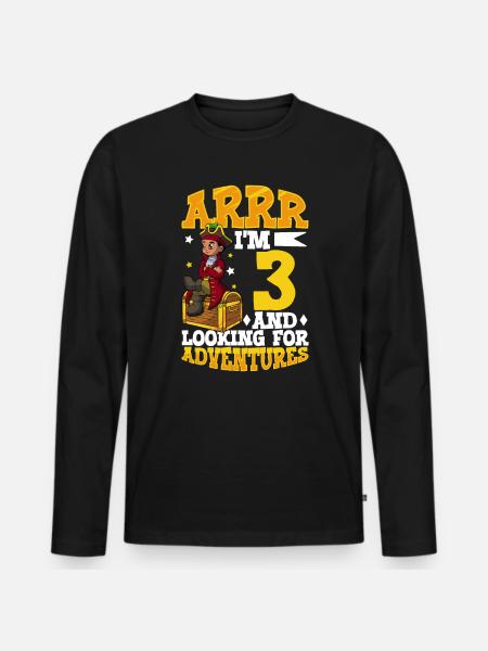 I'm 3 - Young Pirate - Men's Premium Organic Long Sleeve Shirt - black