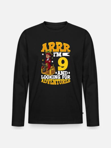 I'm 9 - Young Pirate - Men's Premium Organic Long Sleeve Shirt - black