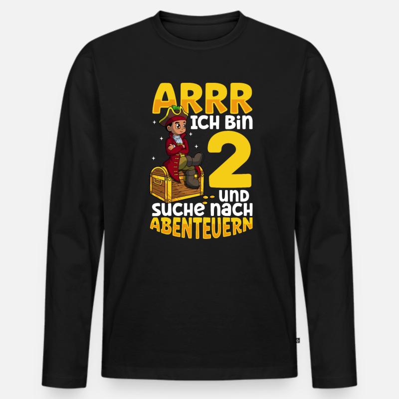 Ich bin 2 - Jungen Pirat - Männer Premium Bio Langarmshirt - Schwarz