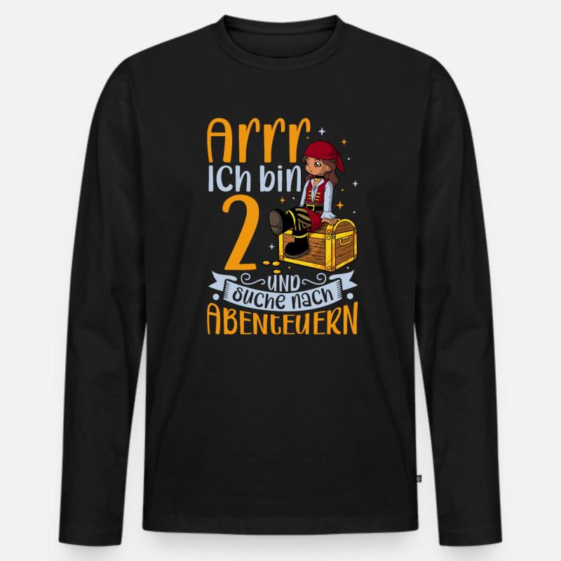 Ich bin 2 - Mädchen Pirat - Männer Premium Bio Langarmshirt - Schwarz