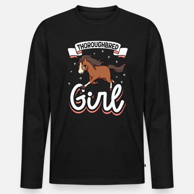 Thoroughbred Girl - Männer Premium Bio Langarmshirt - Schwarz