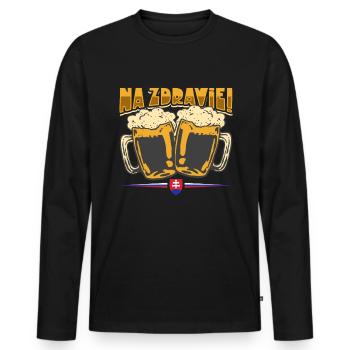 Na Zdravi - Slowakei Trinkspruch - Männer Premium Bio Langarmshirt - Schwarz - Vorne - Nico (187cm)