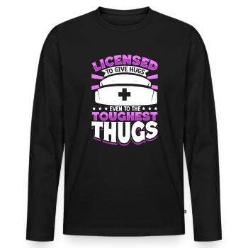 Harte Kerle pflegen - Pflegekraft im Strafvollzug - Männer Premium Bio Langarmshirt - Schwarz - Vorne - Nico (187cm)