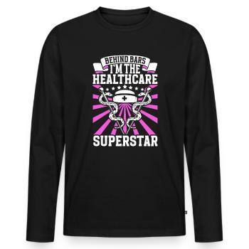 Superstar as a nurse in the prison system - Men's Premium Organic Long Sleeve Shirt - black - Front - Nico (187cm)