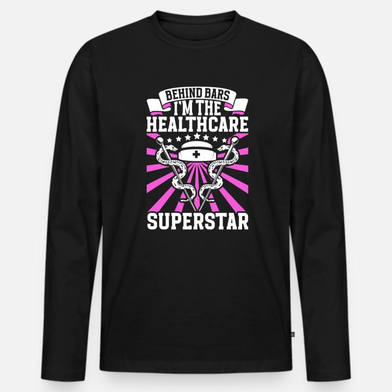 Superstar als Pflegekraft im Strafvollzug - Männer Premium Bio Langarmshirt - Schwarz