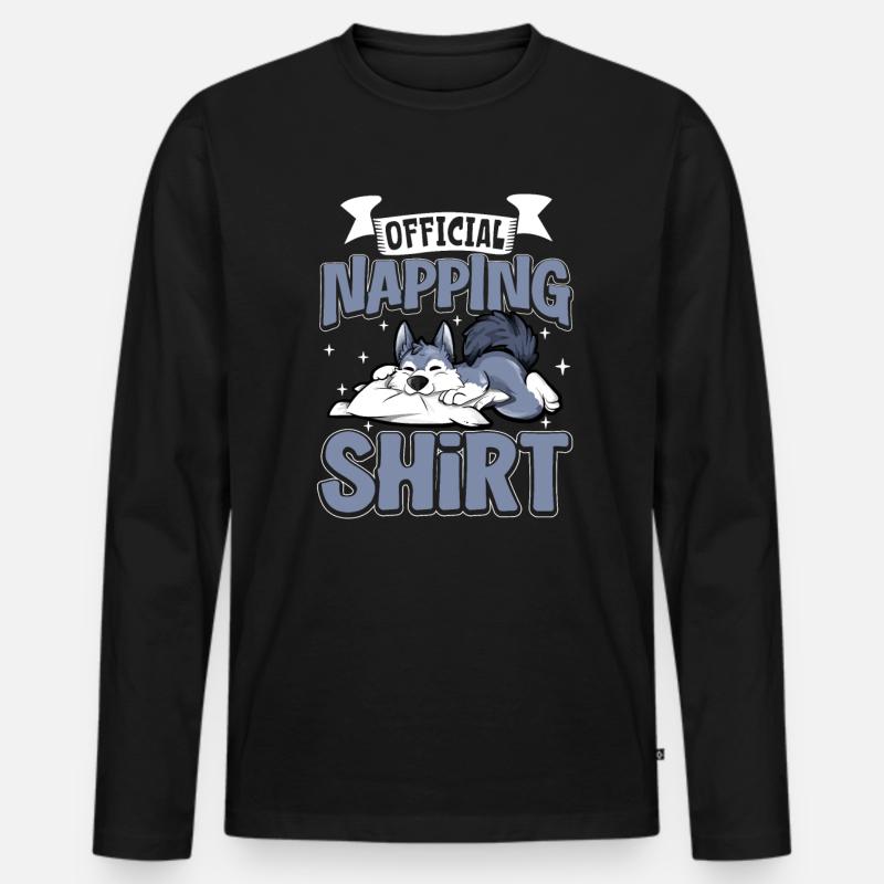 Offizielles Schlafshirt Wolf - Männer Premium Bio Langarmshirt - Schwarz