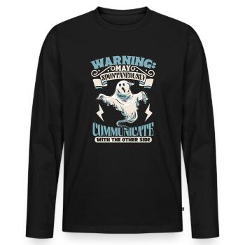 Communiquer avec les fantômes - SOS Fantômes - T-shirt manches longues Premium bio Homme - noir - Devant - Nico (187cm)