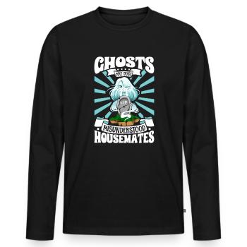 Les fantômes ne sont que des colocataires - chasseurs de fantômes - T-shirt manches longues Premium bio Homme - noir - Devant - Nico (187cm)