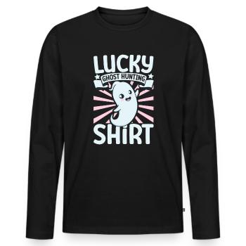 SOS Fantômes - Chasse aux fantômes chanceux - T-shirt manches longues Premium bio Homme - noir - Devant - Nico (187cm)