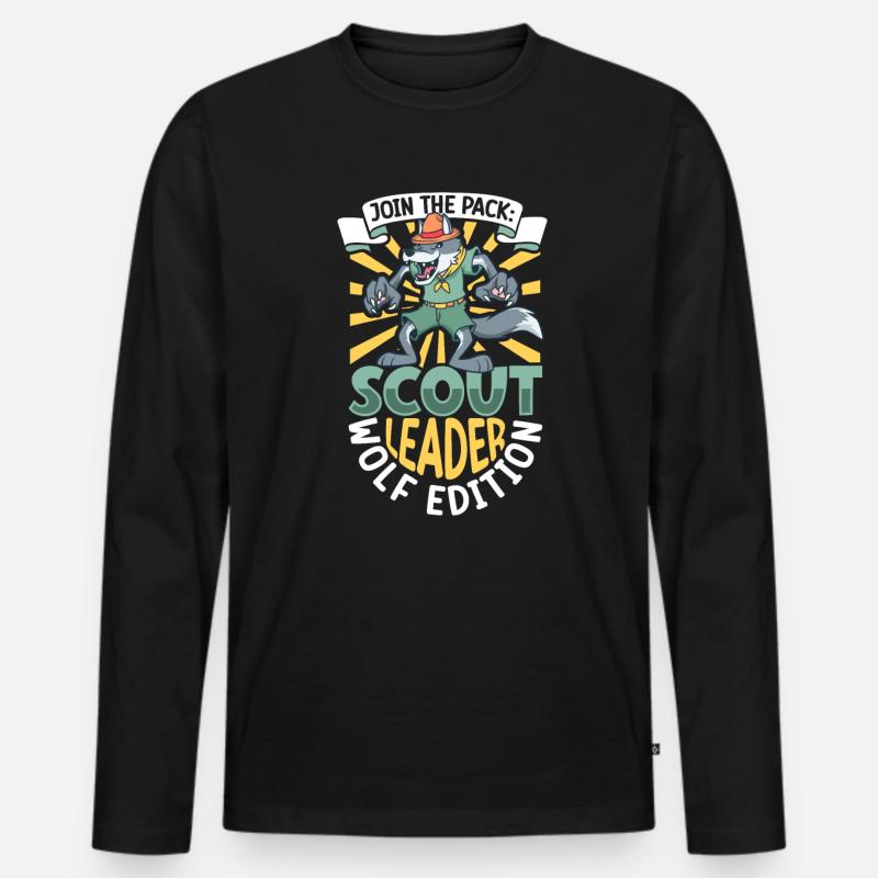 Wolf - Pfadfinder Lehrer - Männer Premium Bio Langarmshirt - Schwarz