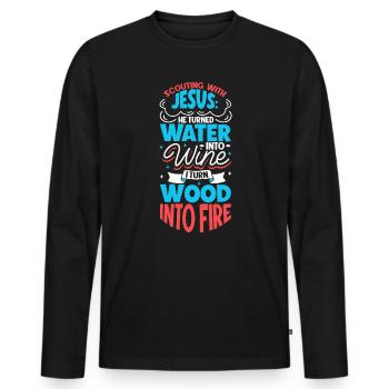 Jesus and Boy Scouts - Men's Premium Organic Long Sleeve Shirt - black - Front - Nico (187cm)