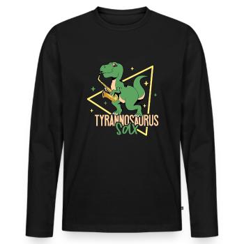 Tyrannosaurus Sax - TREX on saxophone - Men's Premium Organic Long Sleeve Shirt - black - Front - Nico (187cm)