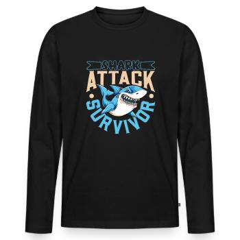 J’ai survécu à une attaque de requin - morsure de requin - T-shirt manches longues Premium bio Homme - noir - Devant - Nico (187cm)