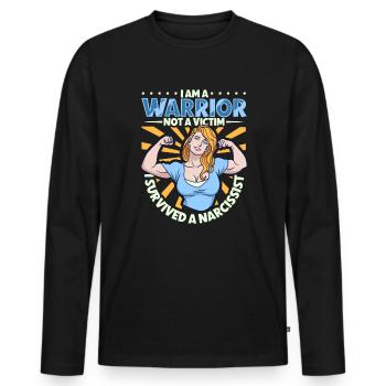 Combattant et non victime - survivant du narcissisme - T-shirt manches longues Premium bio Homme - noir - Devant - Nico (187cm)