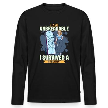 Unzerbrechlich - Narzissmus-Überlebende - Männer Premium Bio Langarmshirt - Schwarz - Vorne - Nico (187cm)