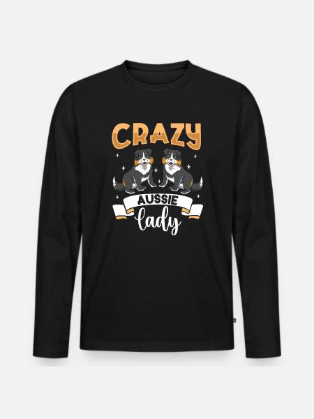 Crazy Aussie Lady - Australian Shepherd - Men's Premium Organic Long Sleeve Shirt - black