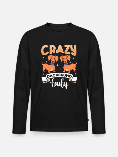 Crazy Dachshund Lady - Dackel - Men's Premium Organic Long Sleeve Shirt - black