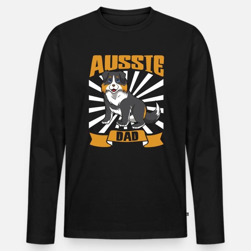 Aussie Dad - Australian Shepherd - Männer Premium Bio Langarmshirt - Schwarz
