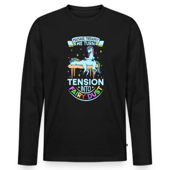 Turning Tension into Fairy Dust - Massage - Men's Premium Organic Long Sleeve Shirt - black - Front - Nico (187cm)