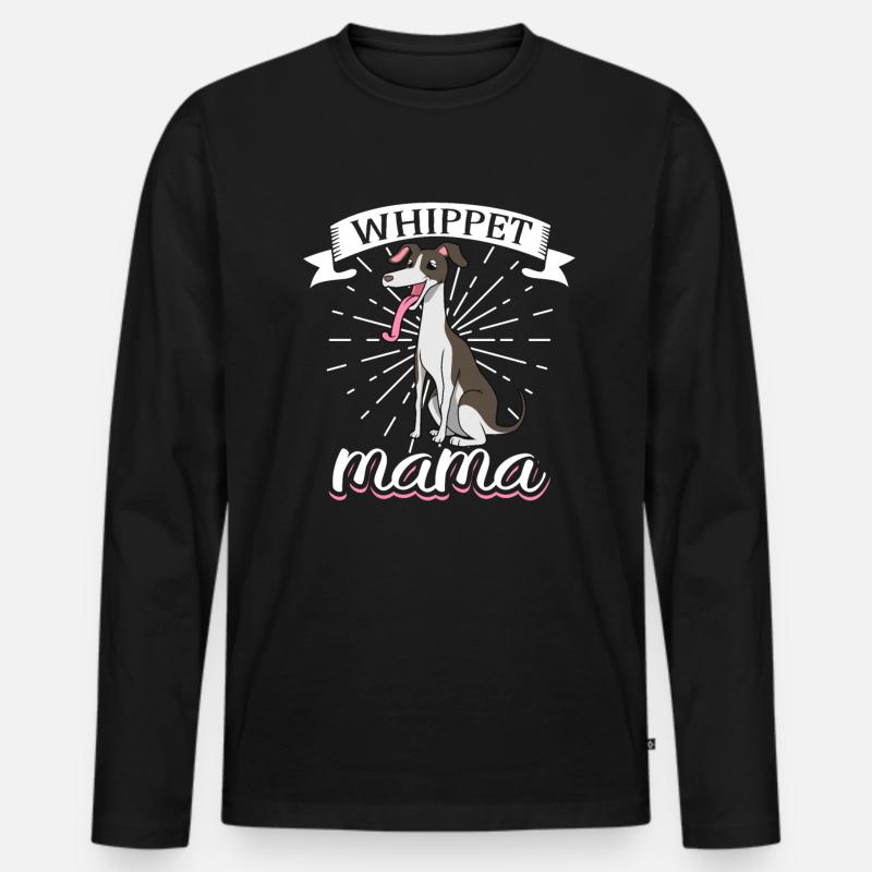 Whippet Mama - Whippet - Männer Premium Bio Langarmshirt - Schwarz