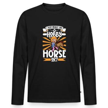 J’aime mon cheval de bataille - T-shirt manches longues Premium bio Homme - noir - Devant - Nico (187cm)
