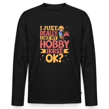J’aime mon cheval de bataille - T-shirt manches longues Premium bio Homme - noir - Devant - Nico (187cm)