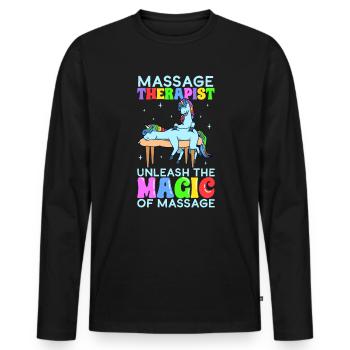 Libérez la magie - Massage - T-shirt manches longues Premium bio Homme - noir - Devant - Nico (187cm)