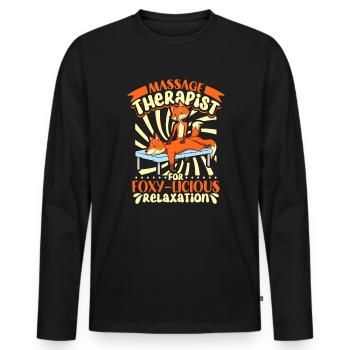 Fuchs bei der Massage - Männer Premium Bio Langarmshirt - Schwarz - Vorne - Nico (187cm)