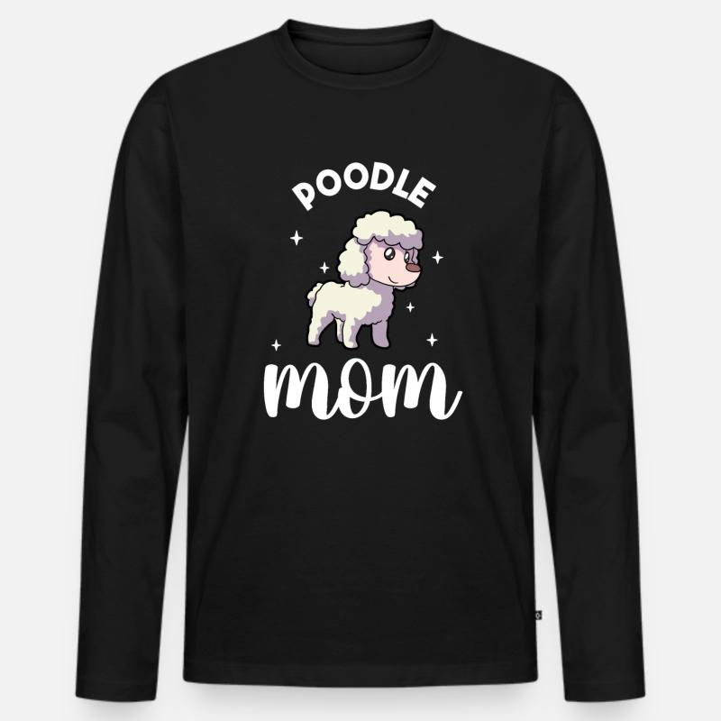 Poodle Mom - Pudel - Männer Premium Bio Langarmshirt - Schwarz