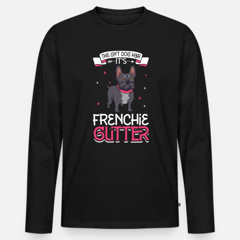 Frenchie Glitzer - Männer Premium Bio Langarmshirt - Schwarz
