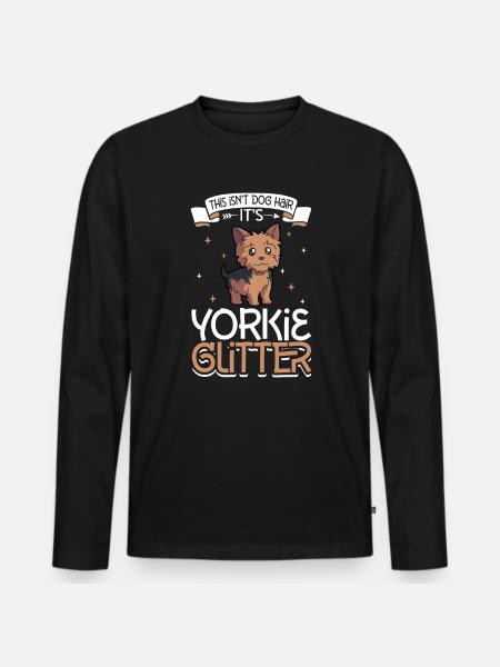 Yorkie Glitter - Men's Premium Organic Long Sleeve Shirt - black