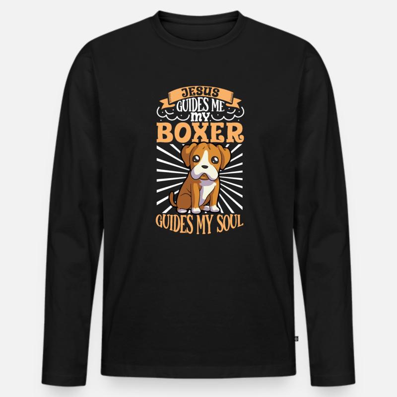 Jesus und mein Boxer - Männer Premium Bio Langarmshirt - Schwarz