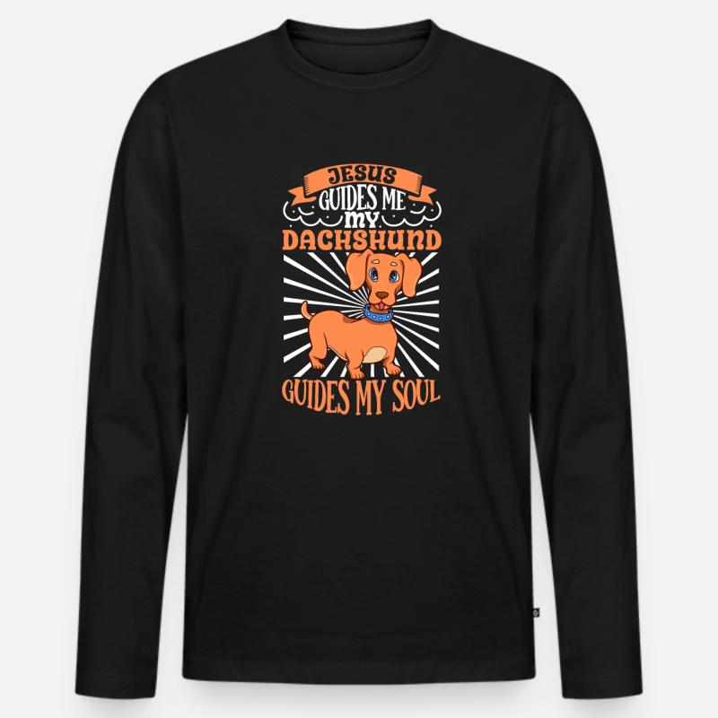 Jesus und mein Dackel - Männer Premium Bio Langarmshirt - Schwarz