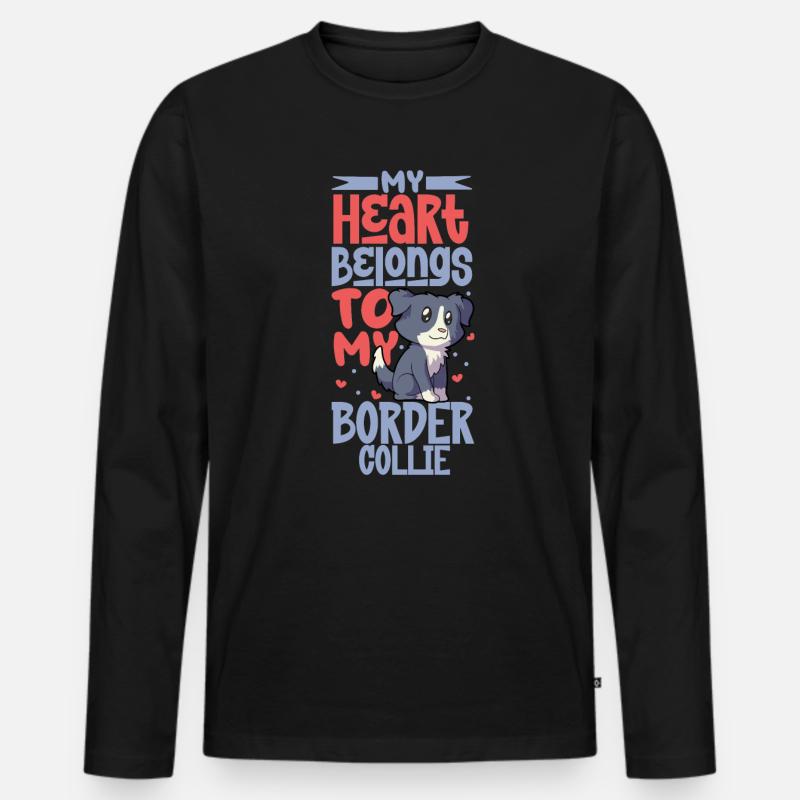 Hundeliebe - Border Collie - Männer Premium Bio Langarmshirt - Schwarz