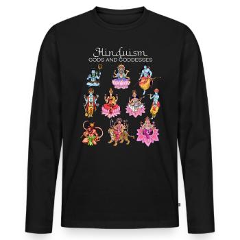 Dieux hindous - T-shirt manches longues Premium bio Homme - noir - Devant - Nico (187cm)