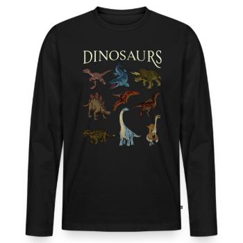 Verschiedene Dinosaurier - Männer Premium Bio Langarmshirt - Schwarz - Vorne - Nico (187cm)