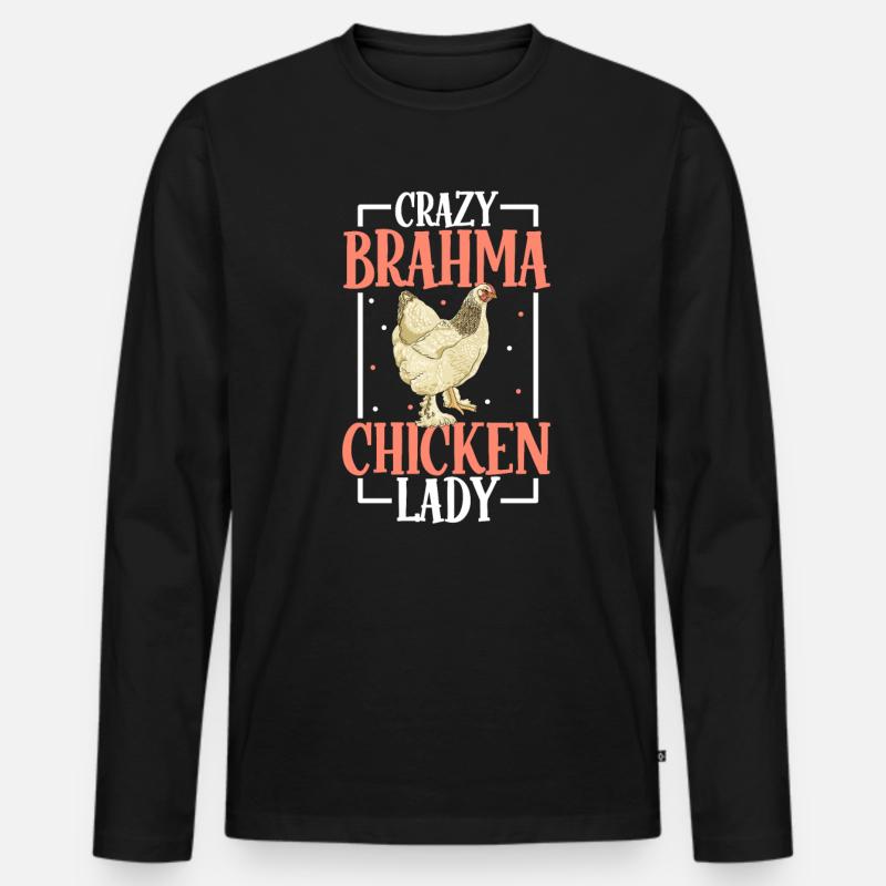 Crazy Brahma Chicken Lady - Brahma - Männer Premium Bio Langarmshirt - Schwarz