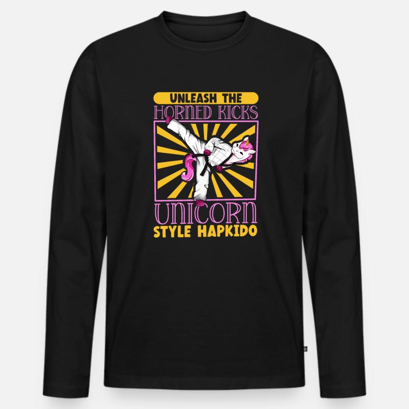 Einhorn macht Hapkido - Männer Premium Bio Langarmshirt - Schwarz