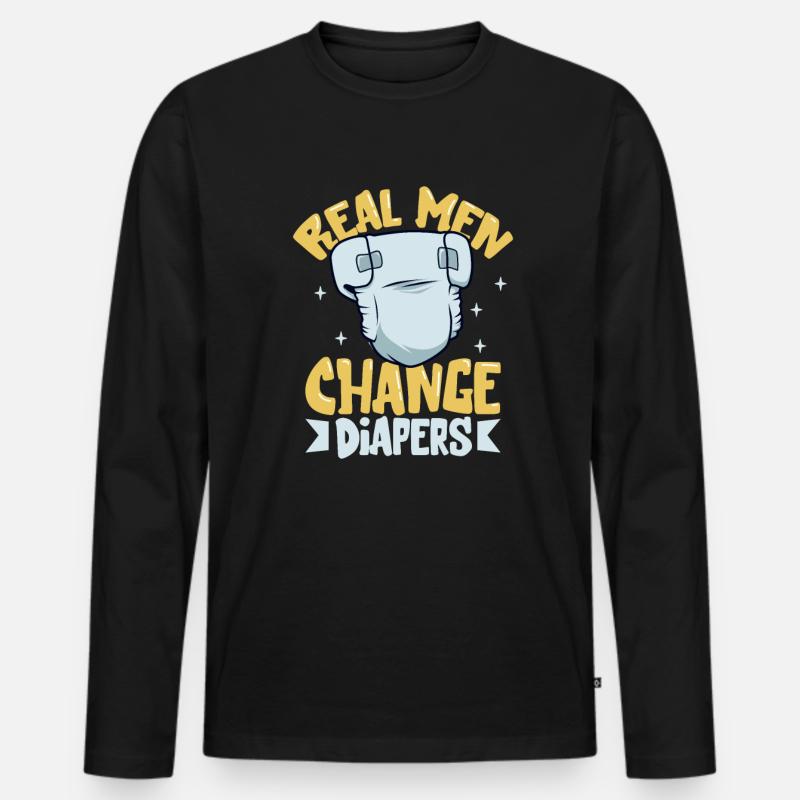 Echte Männen wechseln Windeln - Männer Premium Bio Langarmshirt - Schwarz