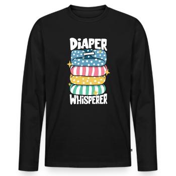 Diaper Whisperer - Diaper Changing - Men's Premium Organic Long Sleeve Shirt - black - Front - Nico (187cm)