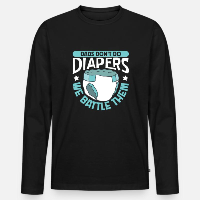 Väter bekämpfen Windeln - Baby wickeln - Männer Premium Bio Langarmshirt - Schwarz