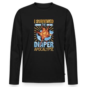 Windel Apokalypse Überlebender - Windelwechseln - Männer Premium Bio Langarmshirt - Schwarz - Vorne - Nico (187cm)