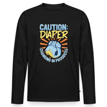 Diaper change in progress - diaper change - Men's Premium Organic Long Sleeve Shirt - black - Front - Nico (187cm)