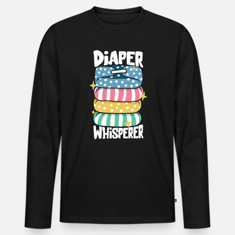 Windelflüsterer - Windelwechseln - Männer Premium Bio Langarmshirt - Schwarz