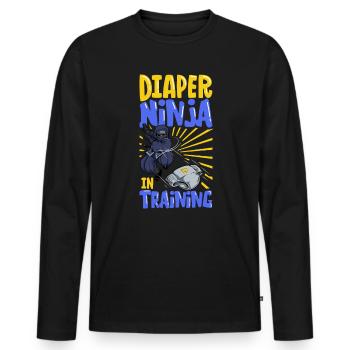 Windel Ninja - Windelwechseln - Männer Premium Bio Langarmshirt - Schwarz - Vorne - Nico (187cm)
