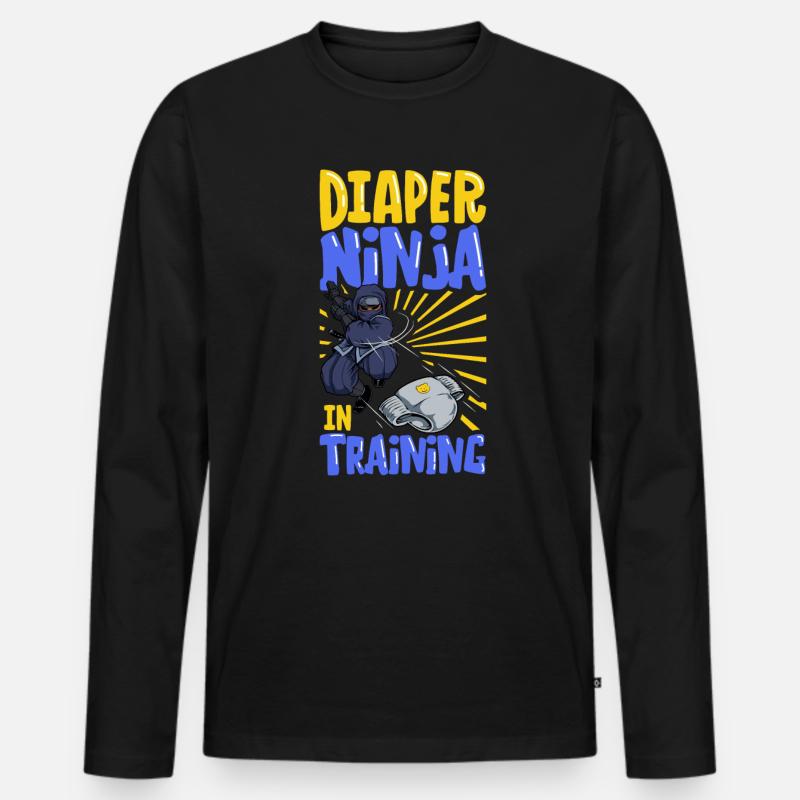 Windel Ninja - Windelwechseln - Männer Premium Bio Langarmshirt - Schwarz