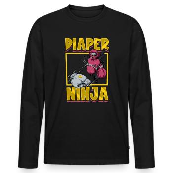 Windel Ninja - Baby wickeln - Männer Premium Bio Langarmshirt - Schwarz - Vorne - Nico (187cm)